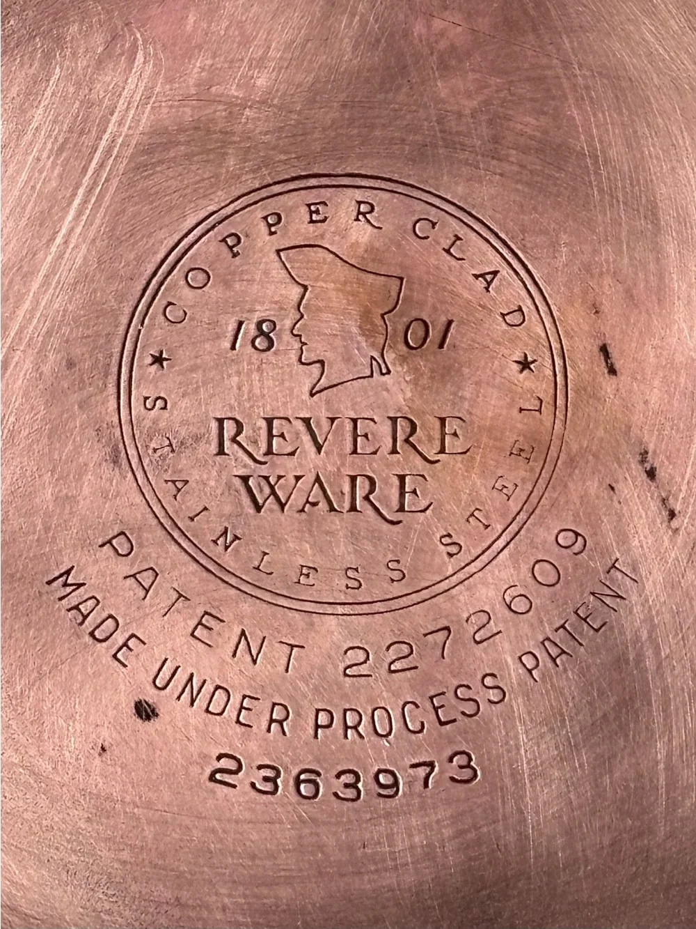 REVERE WARE 1801 Double Ring 10” Copper Bottom Skillet Frying Pan With Lid